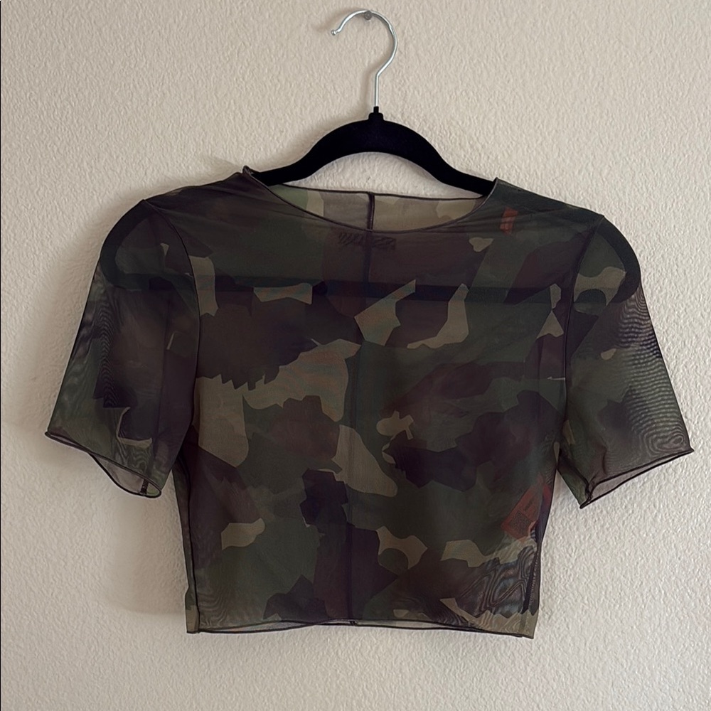 Heron Preston Camo Sheer Crop Top